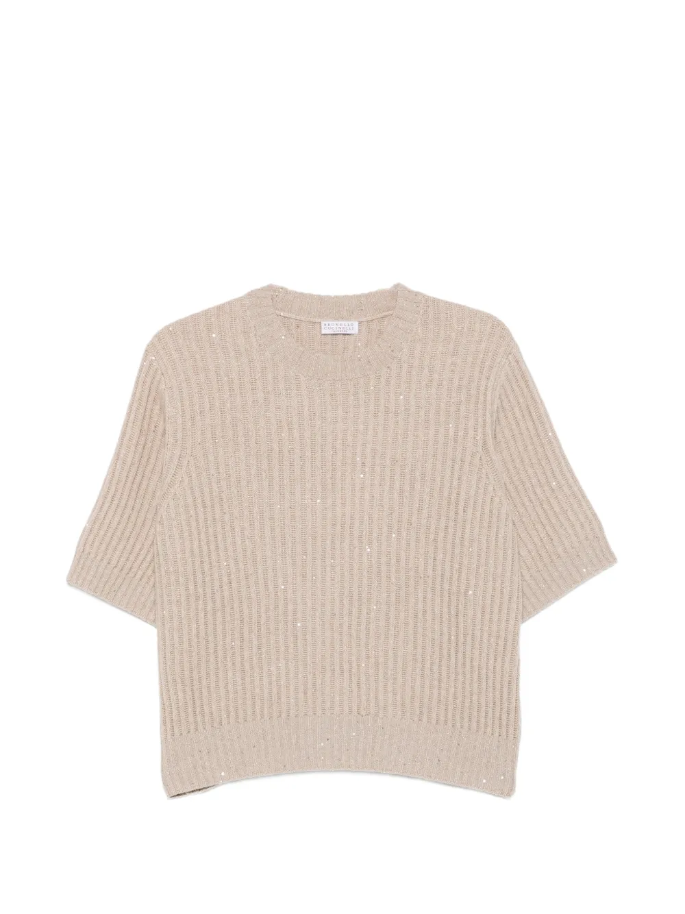 Brunello Cucinelli sequin-embellished ribbed-knit sweater - Neutrals