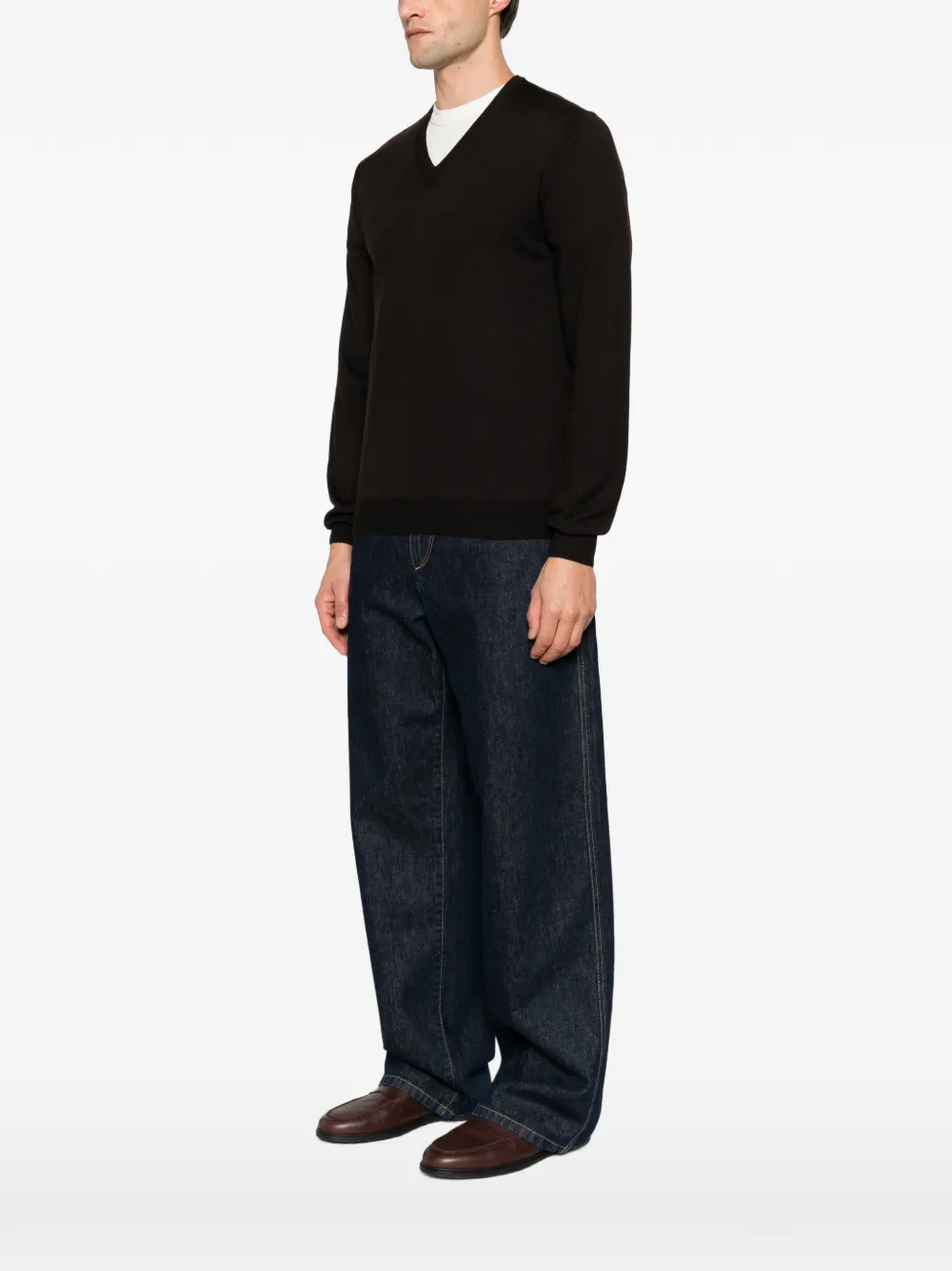 Tagliatore V-neck sweater Bruin