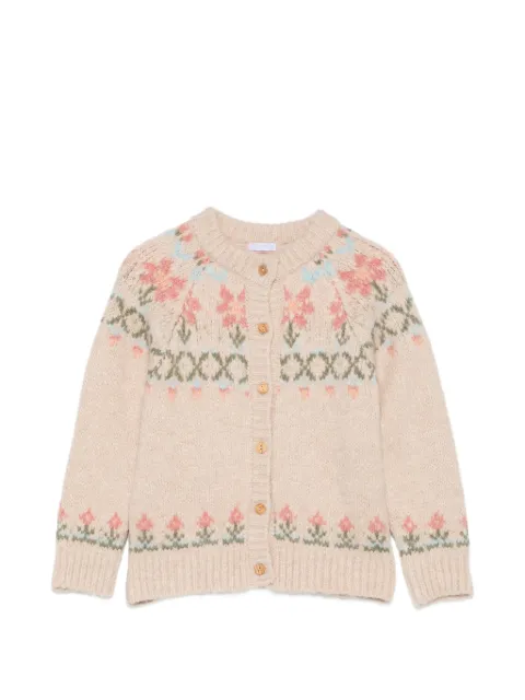 LARANJINHA floral-intarsia knit cardigan