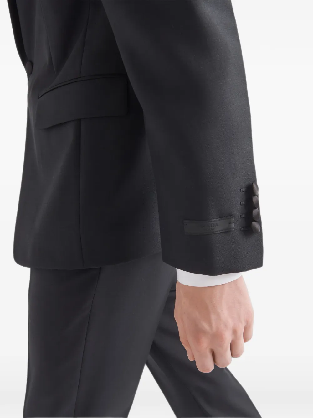 Prada single-breasted wool and mohair tuxedo Zwart