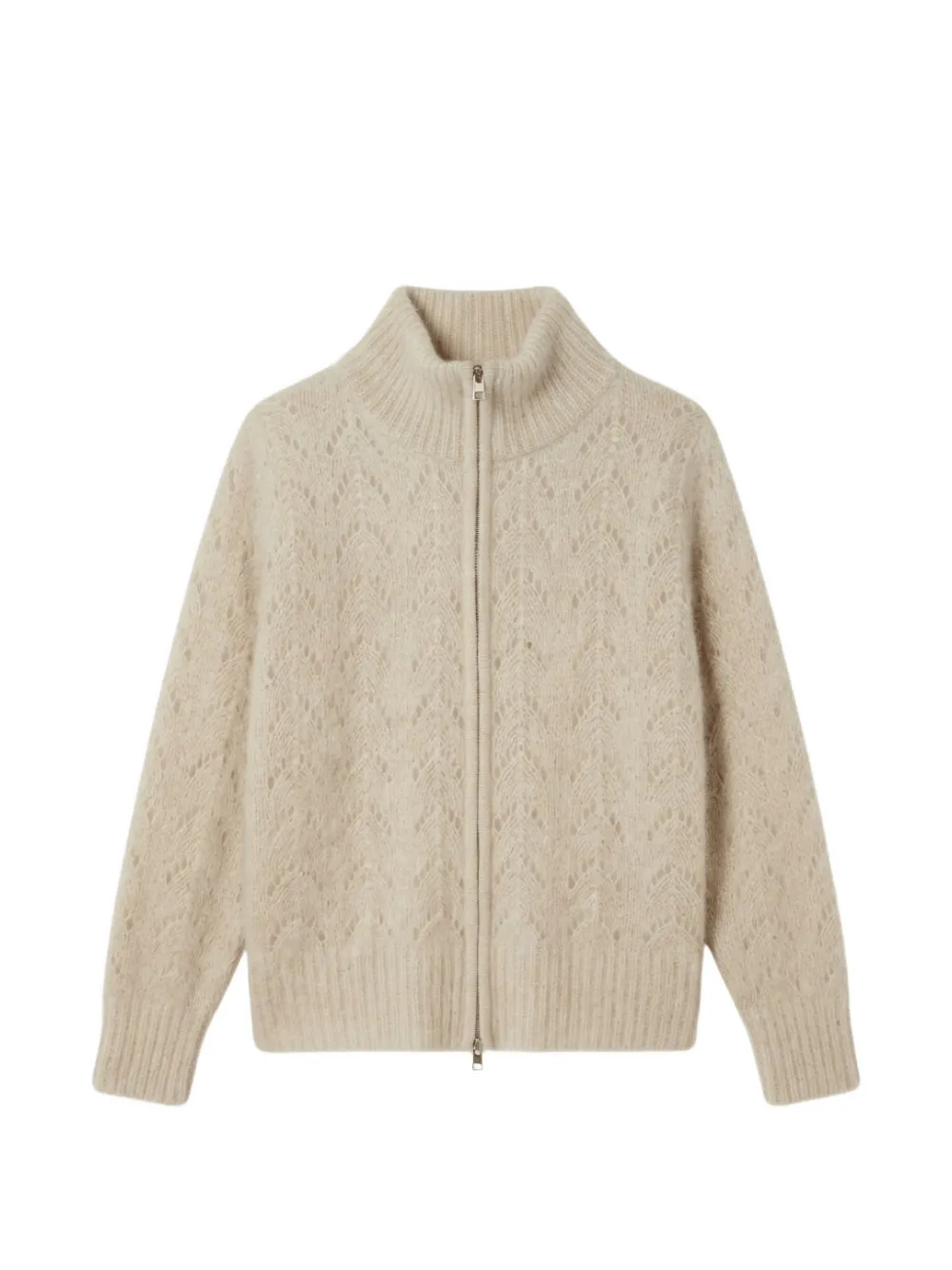 FRAME zip-up pointelle-knit cardigan