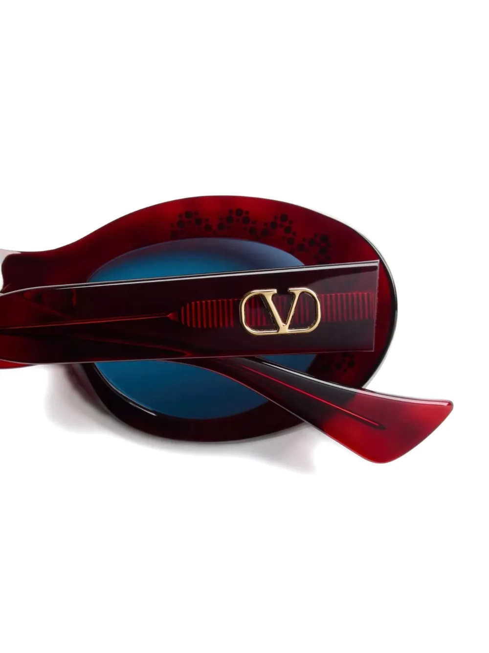 VALENTINO GARAVANI EYEWEAR crystal-embellished oval-frame sunglasses Rood