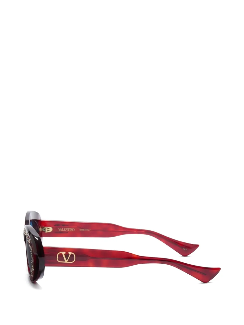 VALENTINO GARAVANI EYEWEAR crystal-embellished oval-frame sunglasses Rood