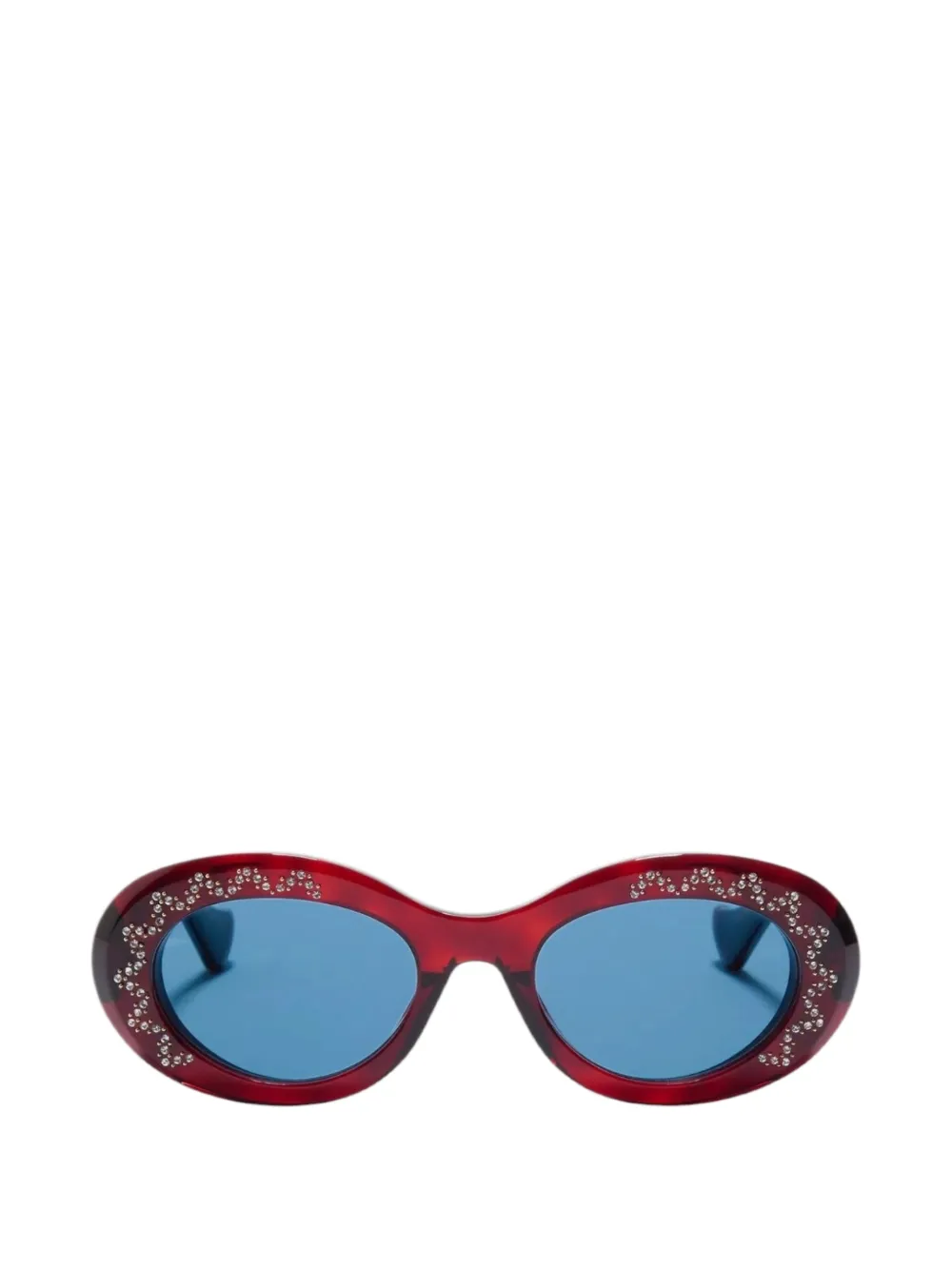VALENTINO GARAVANI EYEWEAR crystal-embellished oval-frame sunglasses Rood