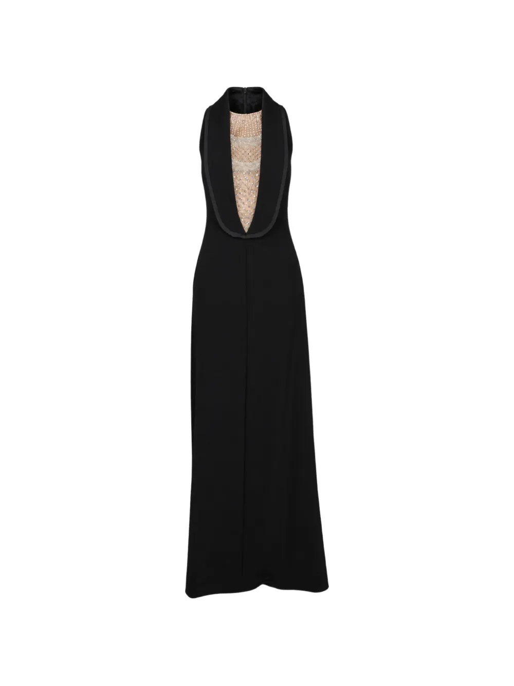 Elisabetta Franchi Red Carpet dress in lightweight crêpe fabric with embroideries Zwart