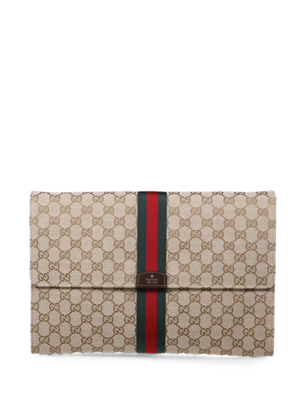 Gucci medium GG Supreme Web-stripe clutch bag