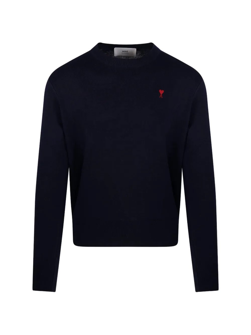 AMI Paris blue crewneck wool sweater with Ami de Coeur