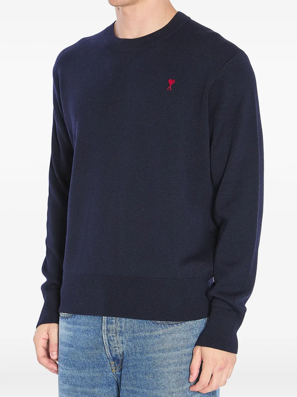 AMI Paris Wollen trui met ronde hals en Ami de Coeur Blauw