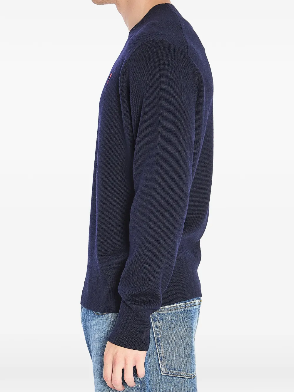 AMI Paris Wollen trui met ronde hals en Ami de Coeur Blauw