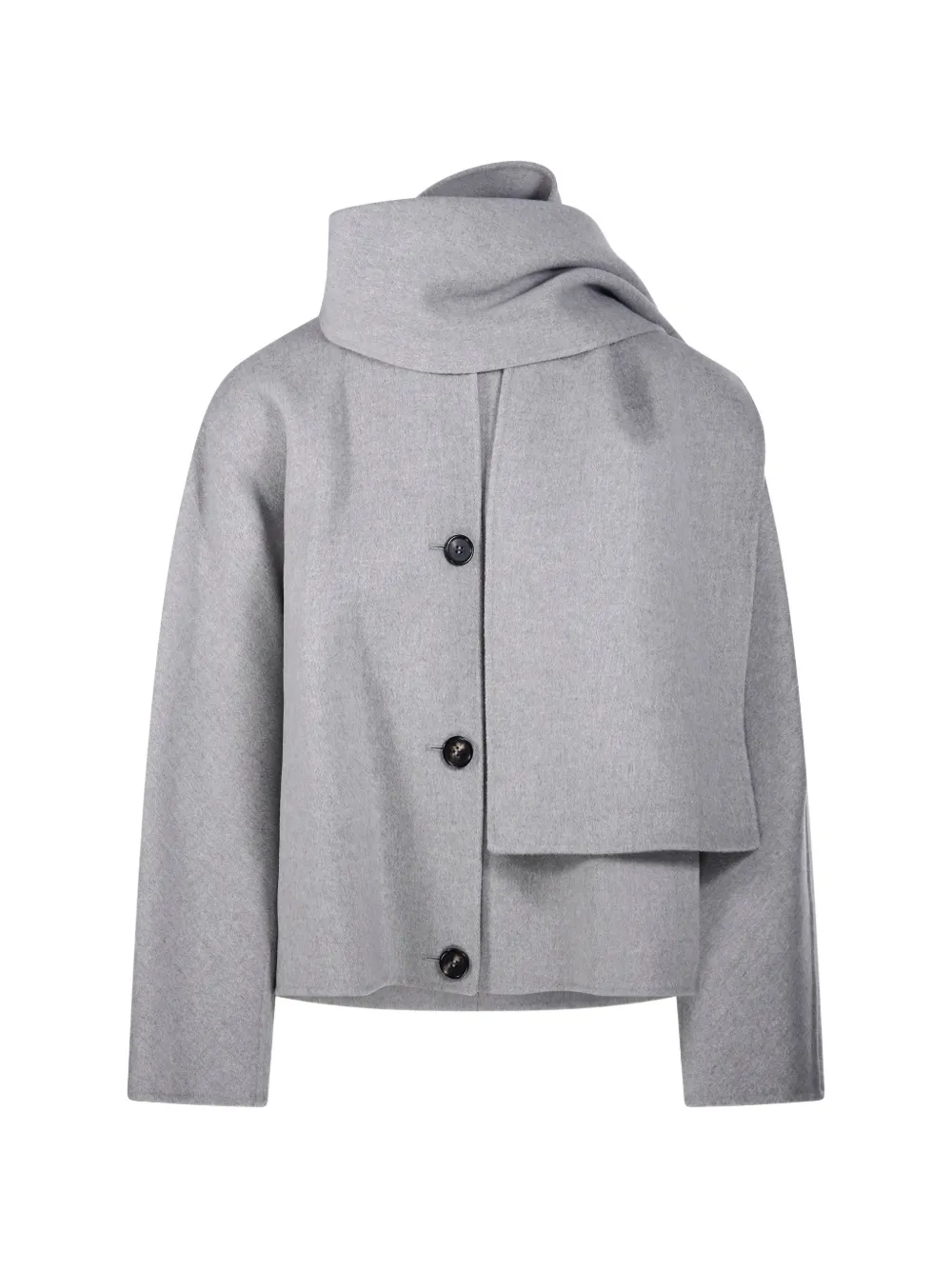 'S Max Mara scarf-detail button-front coat Grijs