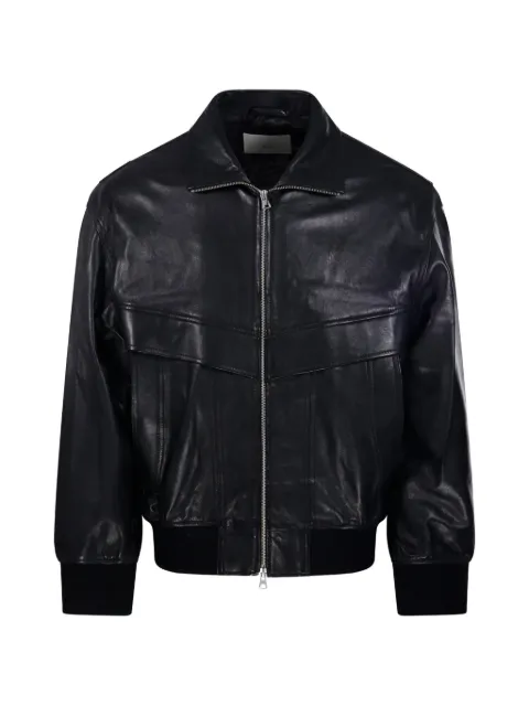 DUNST zip-up panelled leather jacket