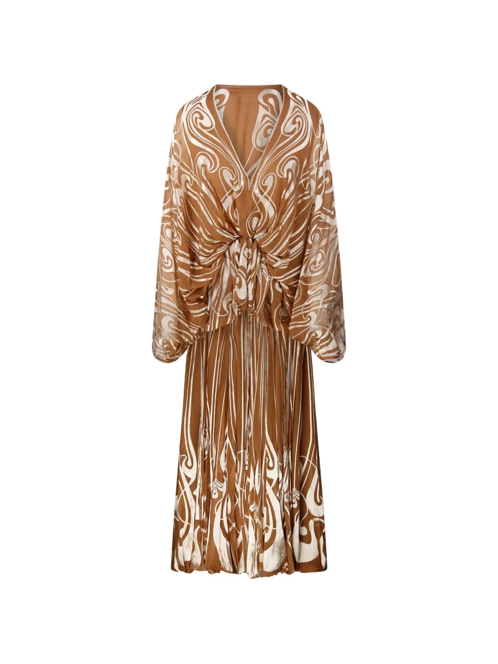 ZIMMERMANN Momentum Burnout Bubble Gown pleated midi dress - Marrone