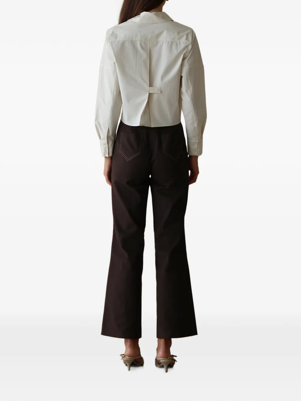 HEVRON Verena broek met contrasterende stiksels Bruin
