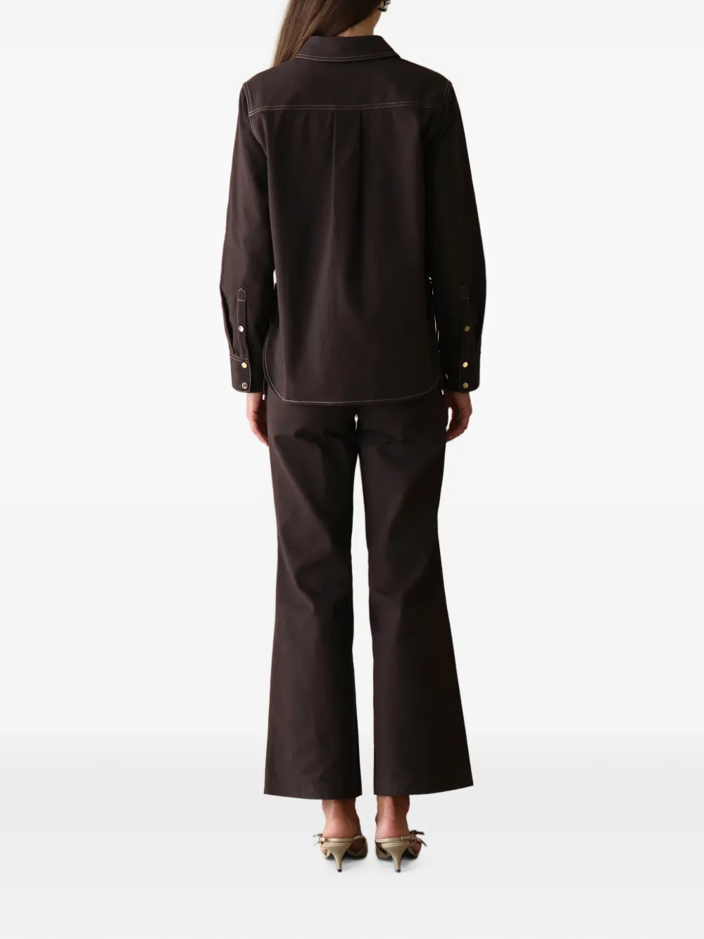 HEVRON Verena broek met contrasterende stiksels Bruin