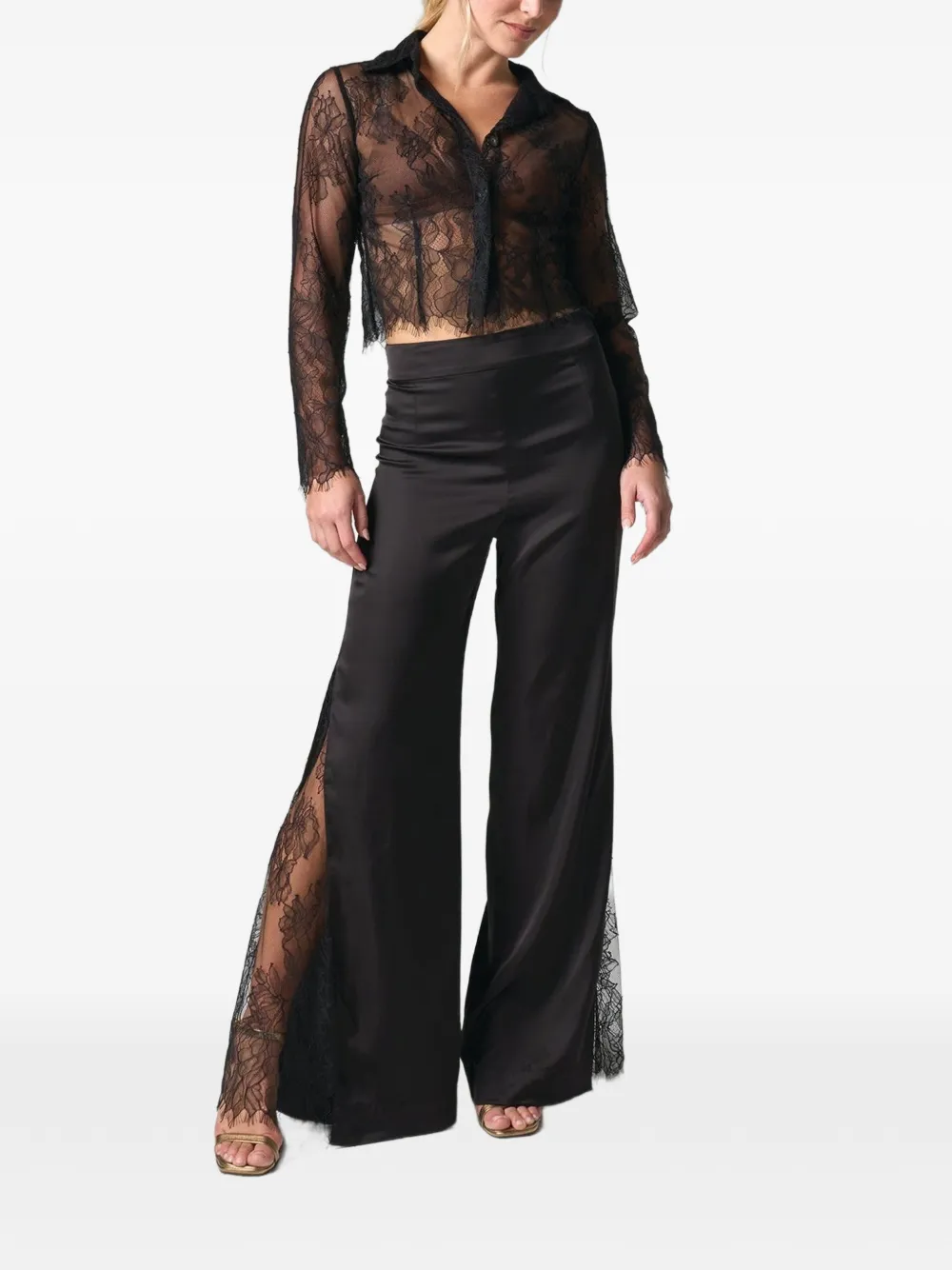 JBQ Deacon broek met kanten detail Zwart