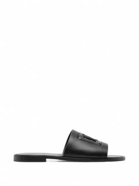 Dolce & Gabbana DG Logo leather slides