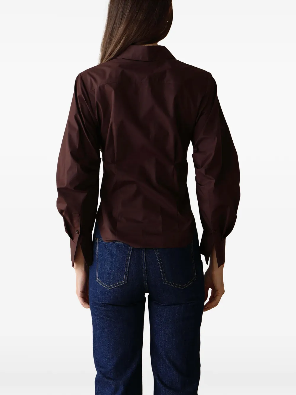HEVRON Drexel blouse met geplooide mouwen Bruin