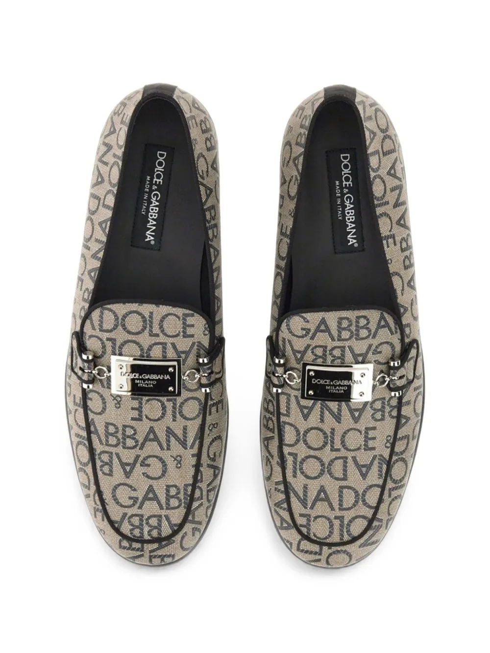 Dolce & Gabbana logo-jacquard plaque-detail loafers Beige