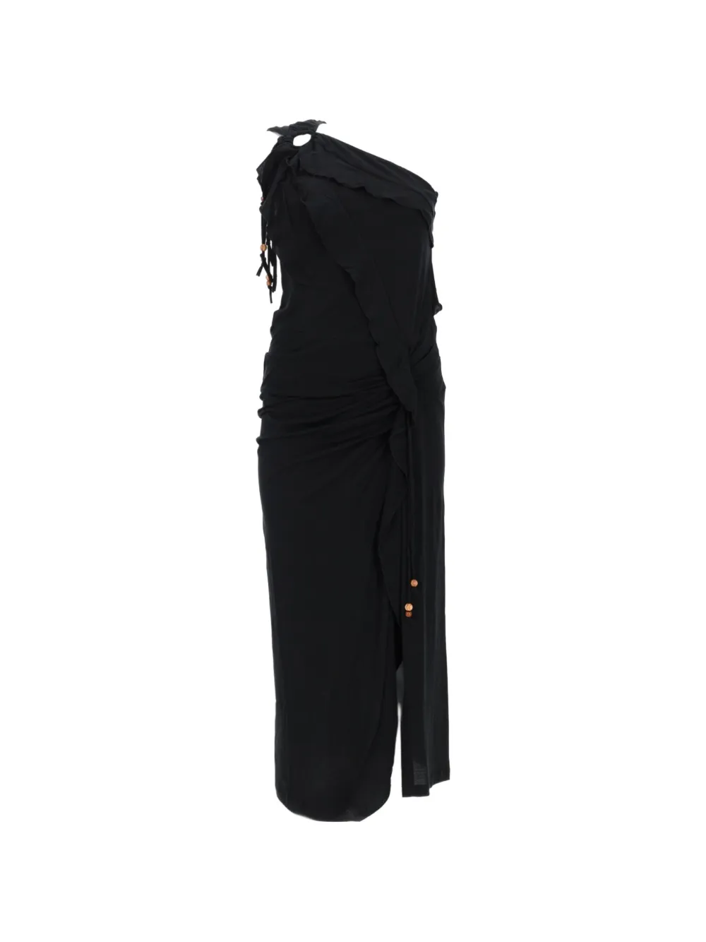ISABEL MARANT Juliane one-shoulder ruffled midi dress - Noir