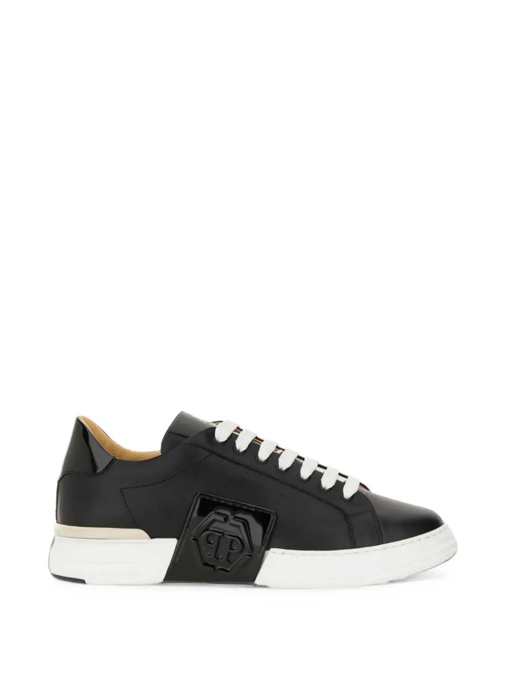 Philipp Plein logo-plaque leather sneakers - Noir Philipp Plein logo-plaque leather sneakers - Noir