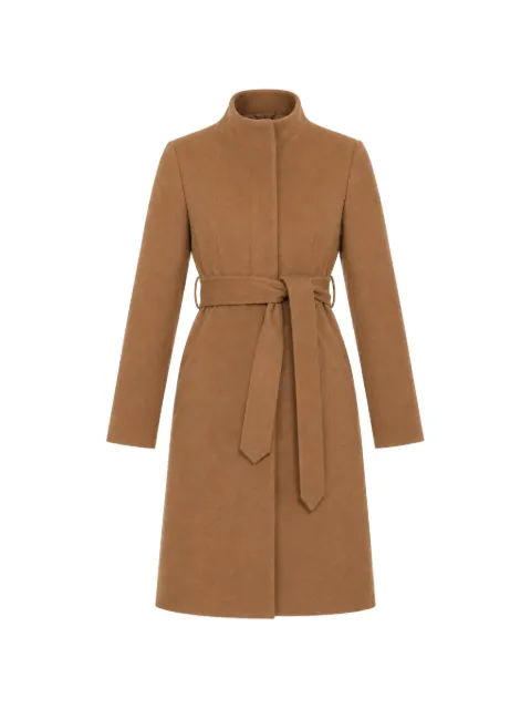Norwegian Wool stand-collar belted coat