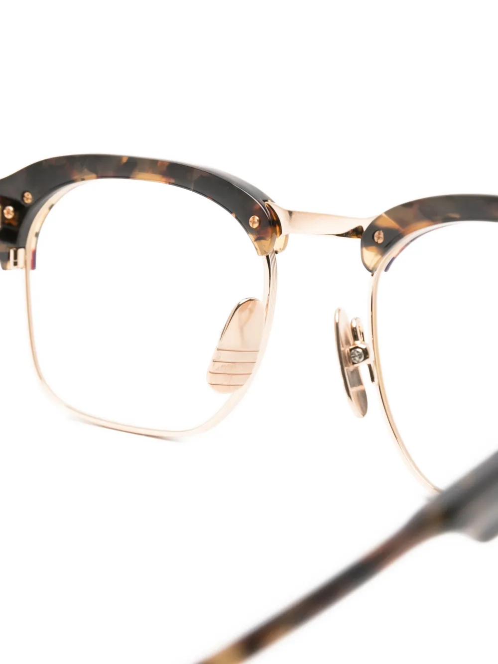 Thom Browne Eyewear tortoiseshell-effect rectangle-frame glasses Bruin