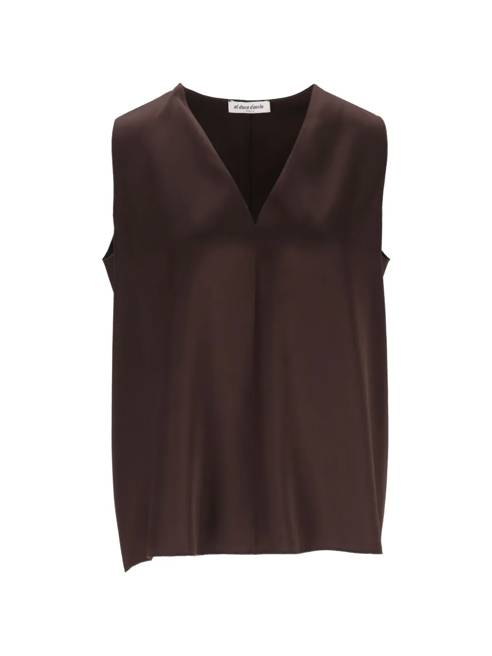 Al Duca D’Aosta 1902 V-neck satin top - Marrone