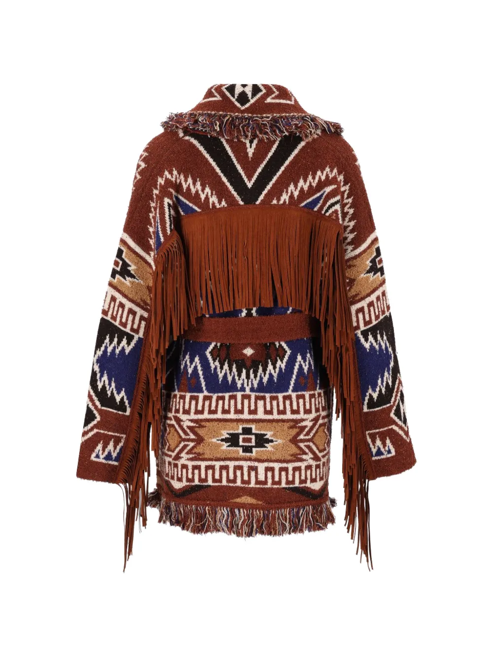 Alanui The Amazing Journey fringed jacquard cardigan Bruin