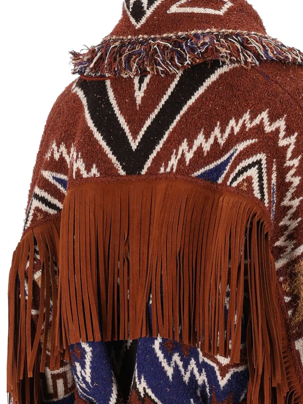 Alanui The Amazing Journey fringed jacquard cardigan Bruin
