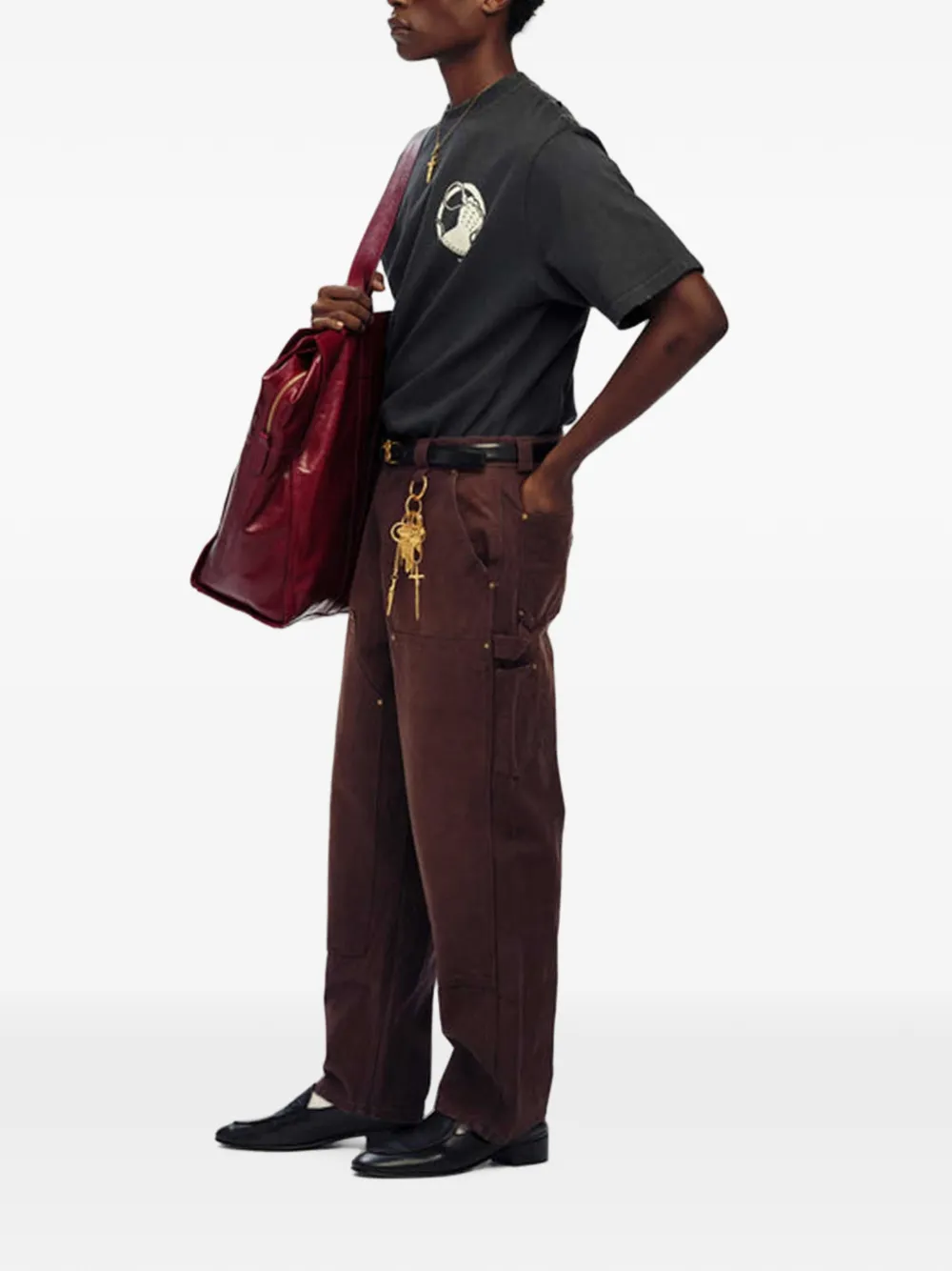 Willy Chavarria Broek met geborduurd logo Bruin