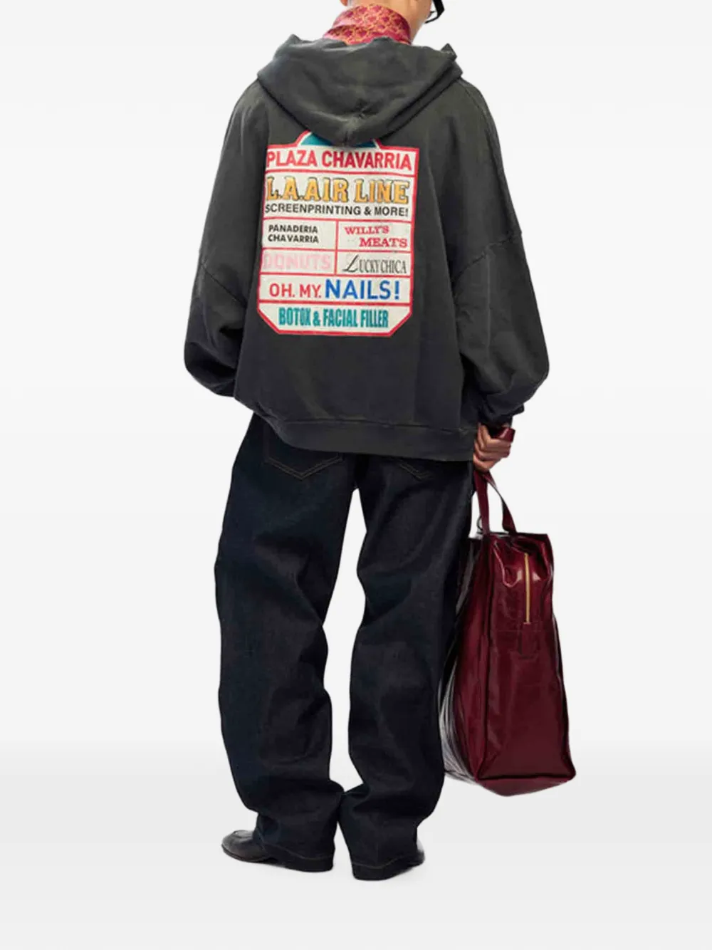Willy Chavarria Plaza hoodie met grafische print en rits Grijs
