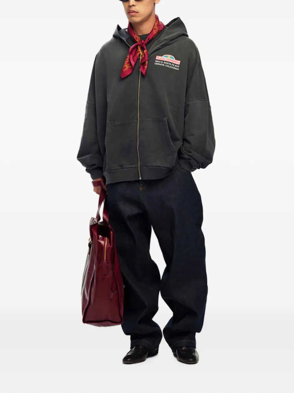 Willy Chavarria Plaza hoodie met grafische print en rits Grijs