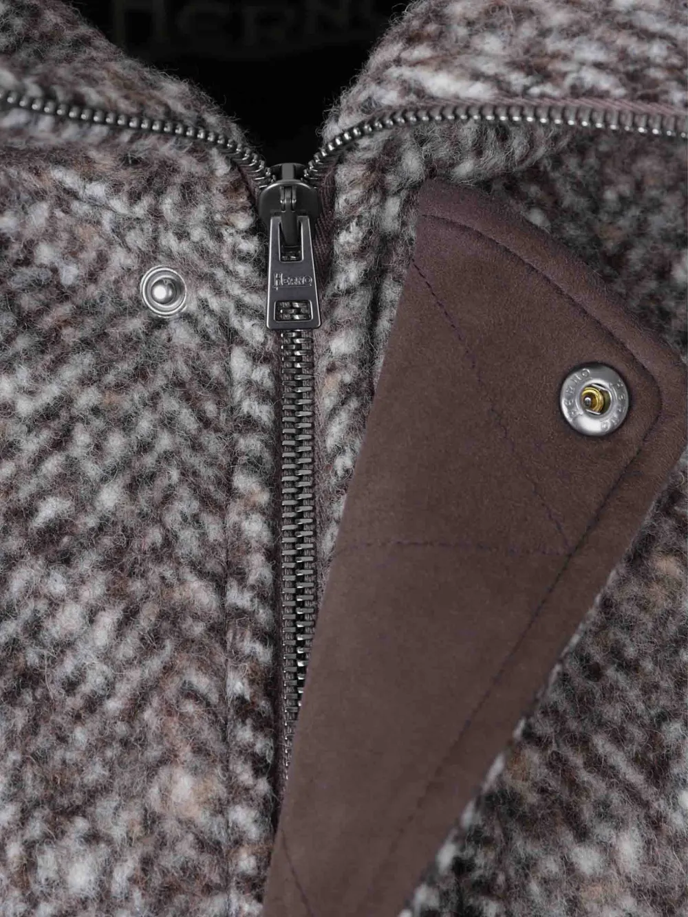Herno herringbone-pattern hooded jacket Grijs