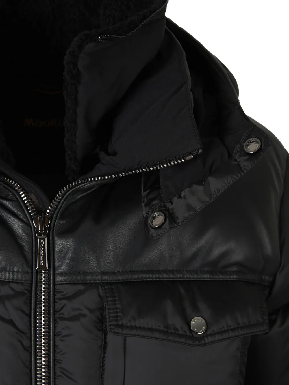 Moorer quilted-hooded padded jacket Zwart