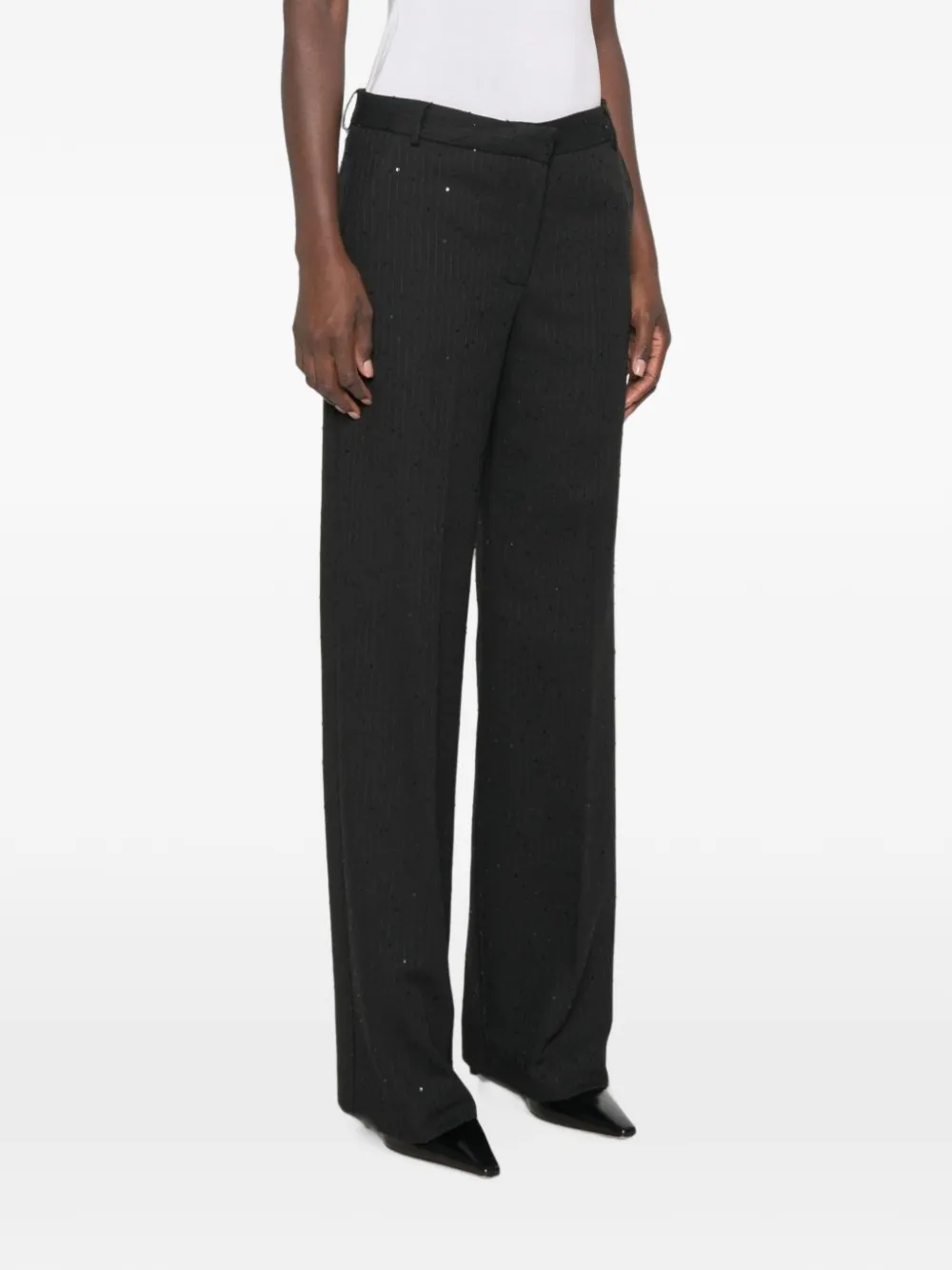 Ermanno Scervino sequin-embellished pinstripe trousers Zwart