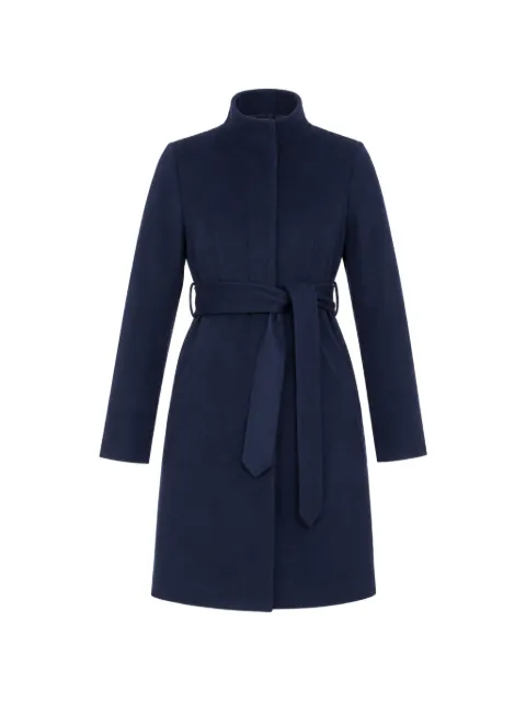 Norwegian Wool belted stand-collar coat