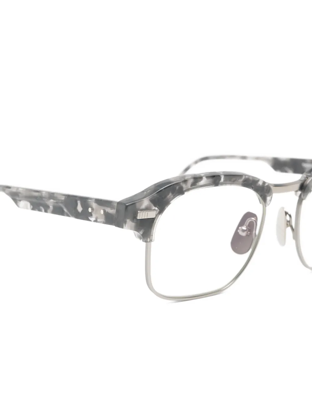 Thom Browne Eyewear tortoiseshell-effect rectangle-frame glasses Grijs