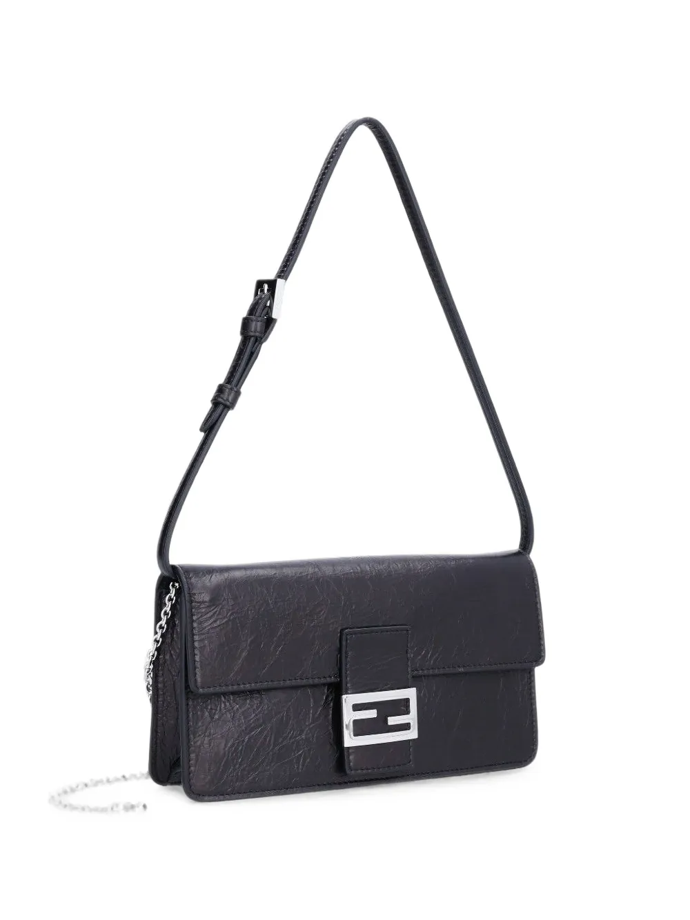 FENDI Tube leren schoudertas met gekreukt effect Zwart