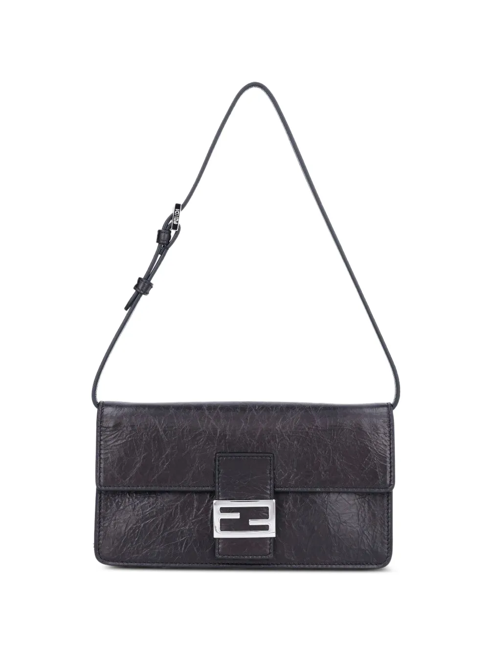 FENDI Tube crinkled-leather shoulder bag - Black