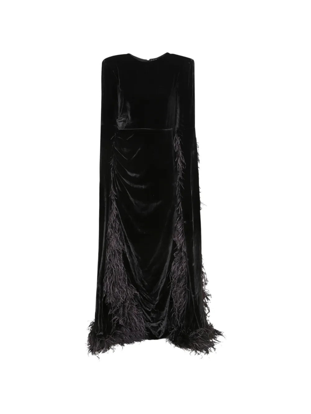 Amen feather-trim velvet dress - Noir Amen feather-trim velvet dress - Noir