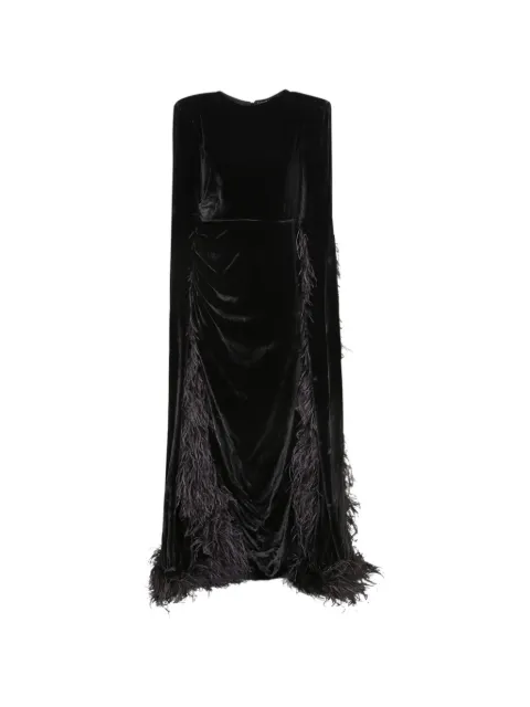 Amen feather-trim velvet dress