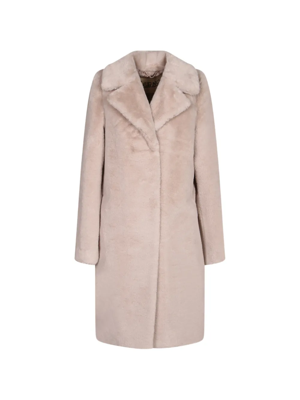 Herno faux-fur notched-lapels coat - Nude