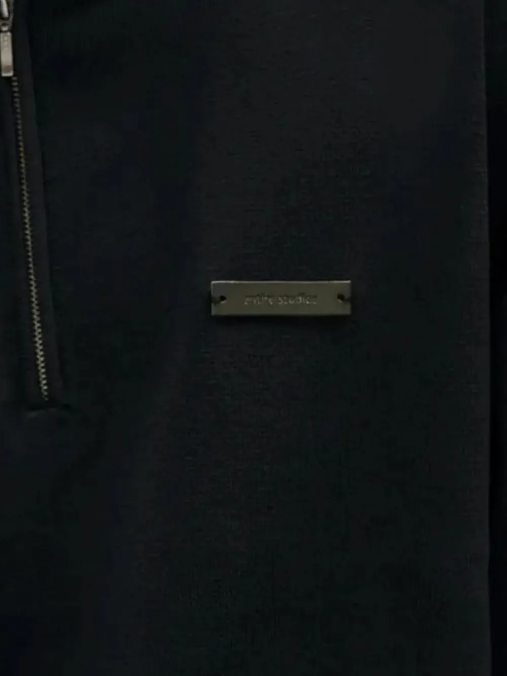ENTIRE STUDIOS Poloshirt met kwartrits en logoplakkaat Zwart