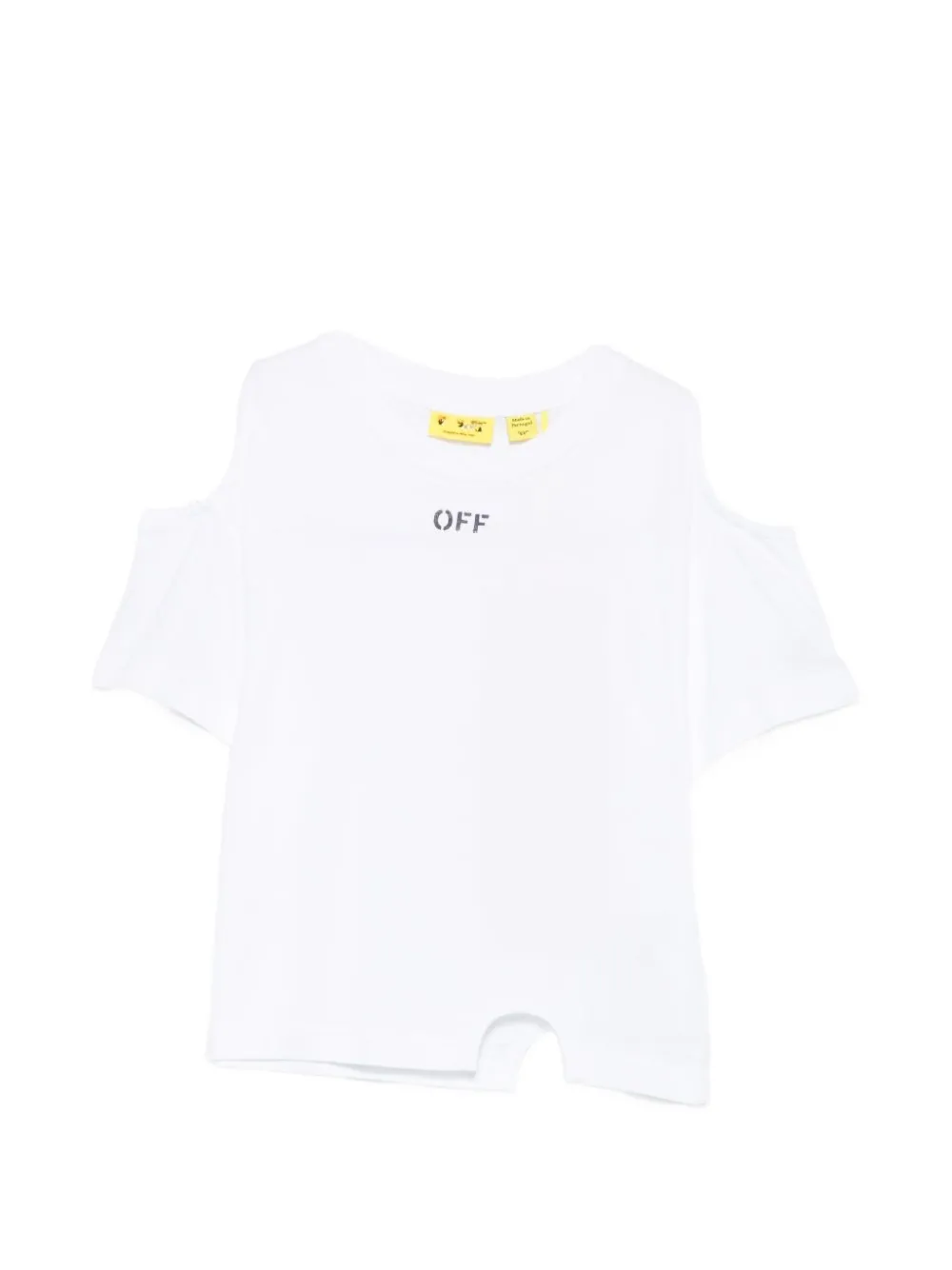 Off-White Kids cold-shoulder logo-print T-shirt - Bianco