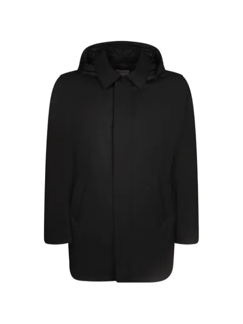 Herno hooded concealed-fastening coat