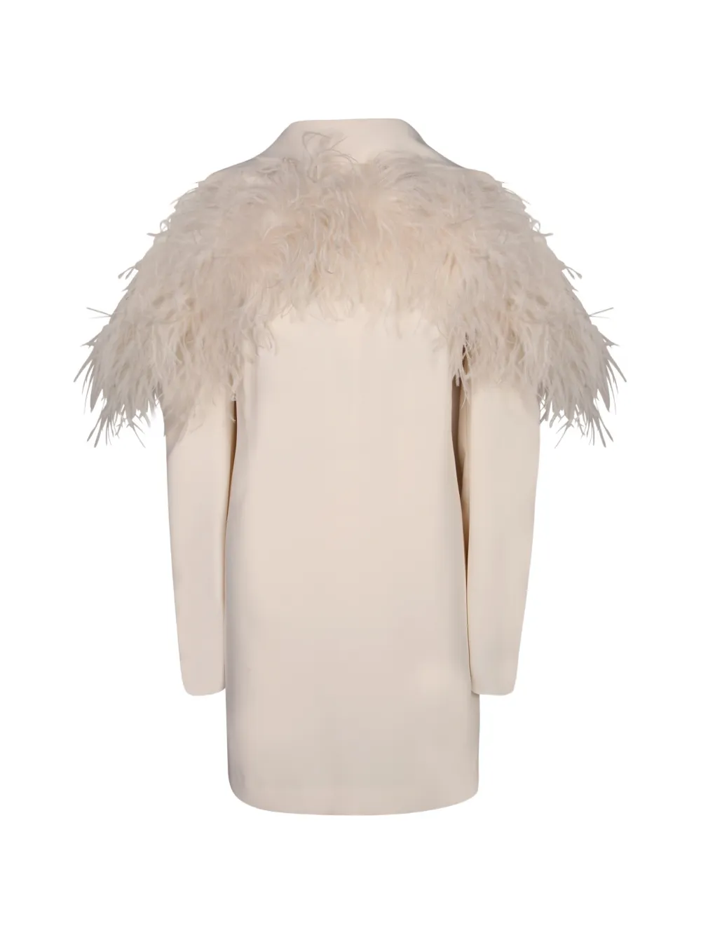 P.A.R.O.S.H. Mini-jurk met veren afwerking en open schouders Beige