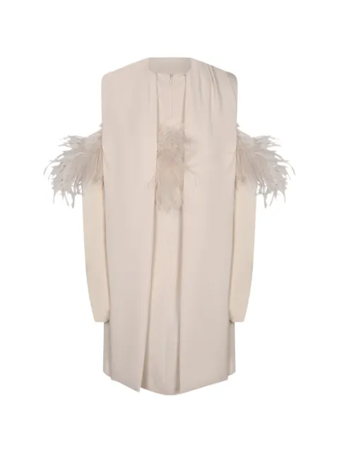 P.A.R.O.S.H. feather-trim cold-shoulder mini dress