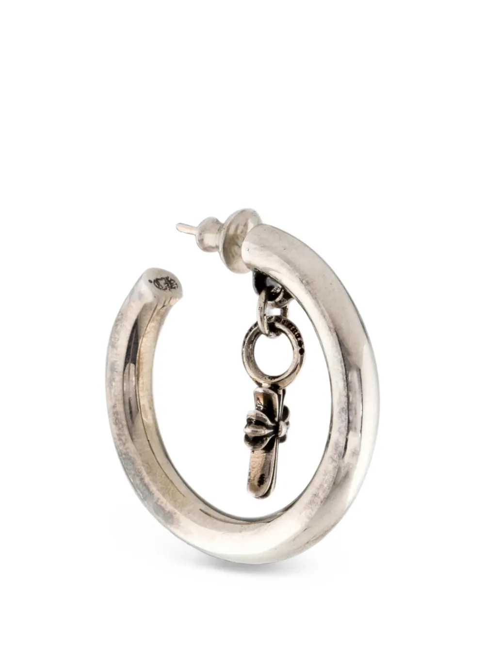 Chrome Hearts Orecchini a cerchio Baby Fat con croce pendente - Argento