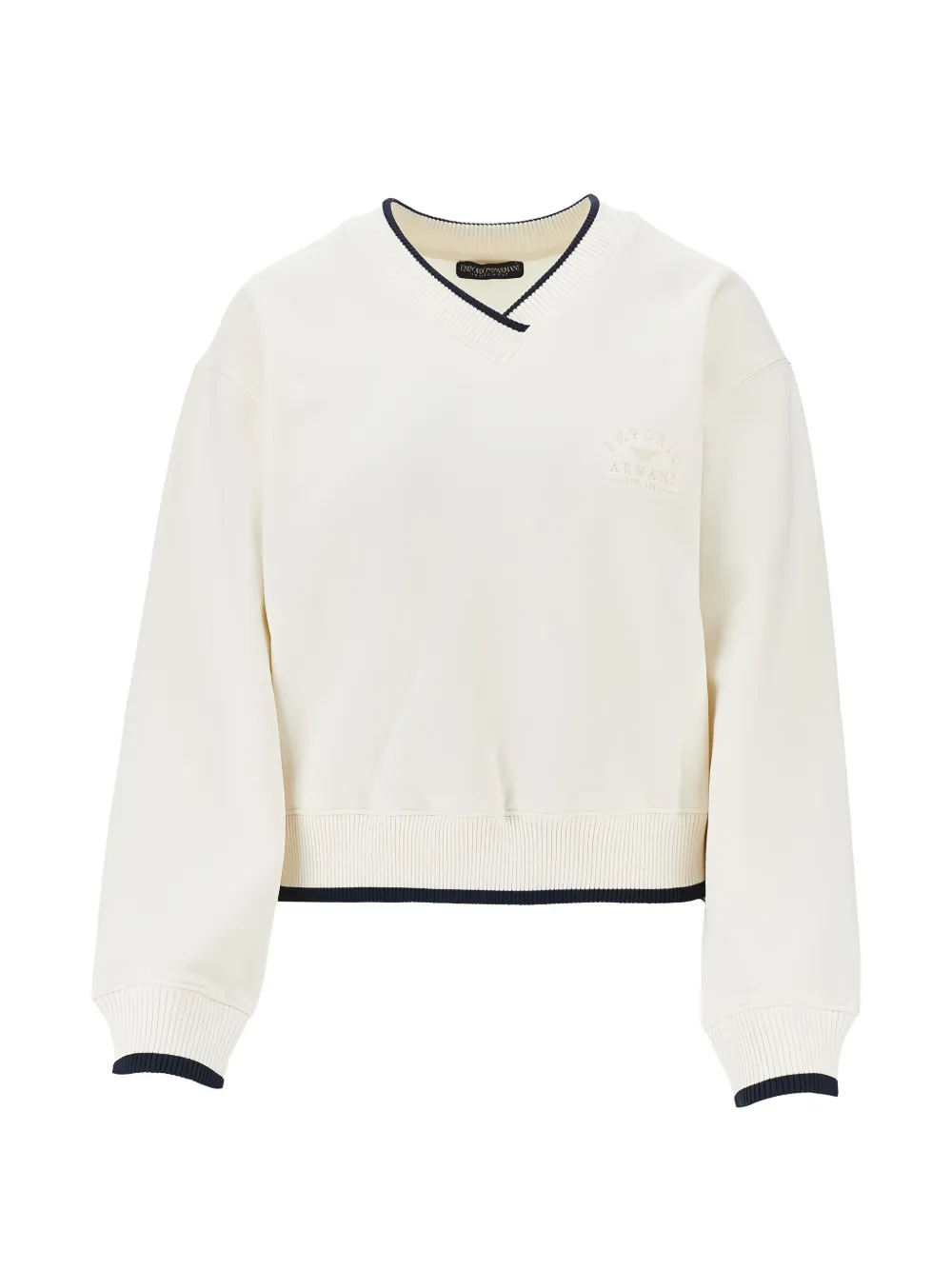 Emporio Armani V-neck logo-embroidered sweatshirt - Toni neutri
