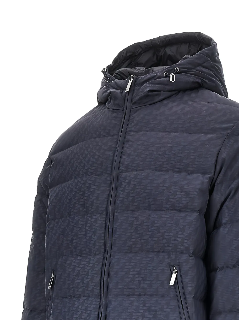 Emporio Armani Gewatteerd jack met capuchon en logoprint Blauw
